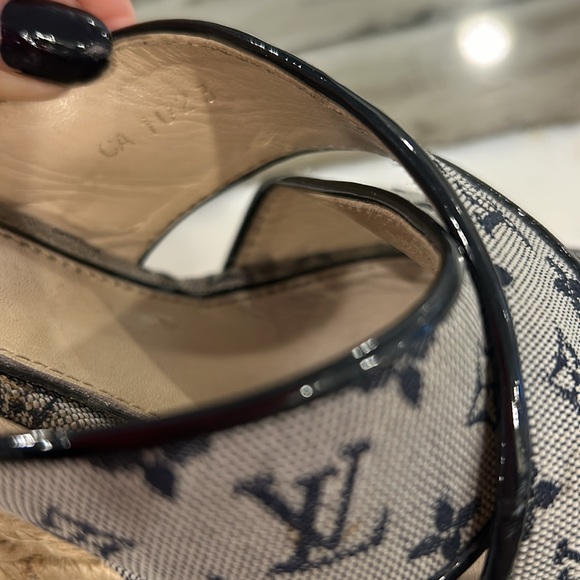 Louis Vuitton Navy Logo Canvas Espadrille Wedged Sandals- 39 - Picture 5 of 11